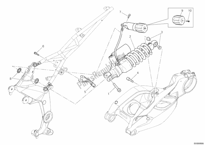 Alle onderdelen voor de Schokdemper Achter van de Ducati Multistrada 1200 ABS USA 2011